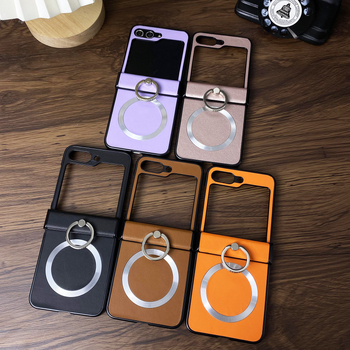 Carcasă Samsung Z Flip cu suport magnetic, design două în unu, piele sintetică cu relief gravat