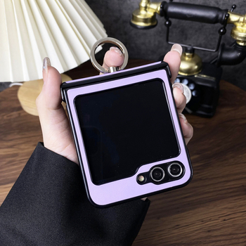 Carcasă Samsung Z Flip cu suport magnetic, design două în unu, piele sintetică cu relief gravat