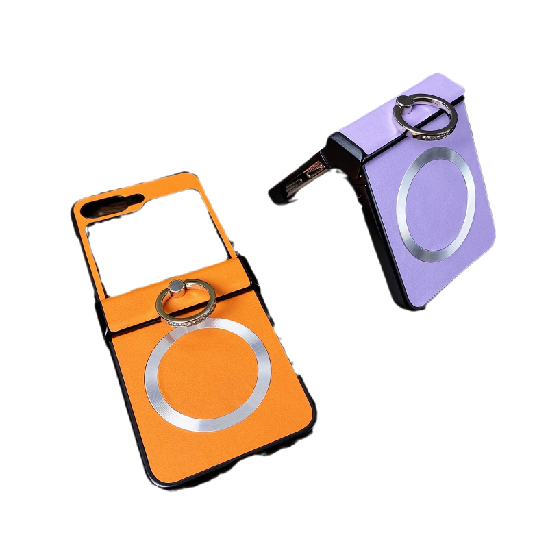 Carcasă Samsung Z Flip cu suport magnetic, design două în unu, piele sintetică cu relief gravat