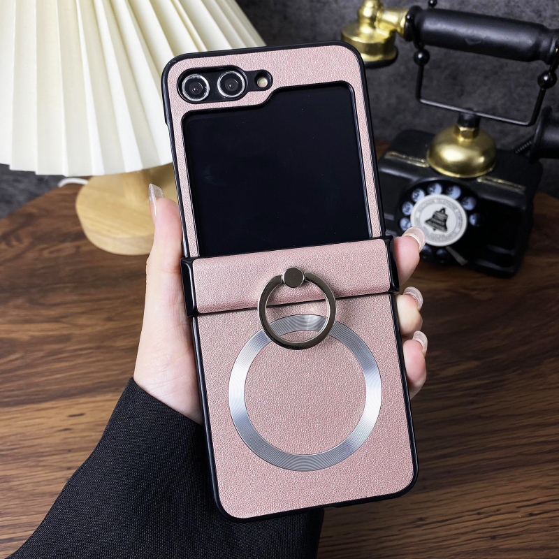 Carcasă Samsung Z Flip cu suport magnetic, design două în unu, piele sintetică cu relief gravat