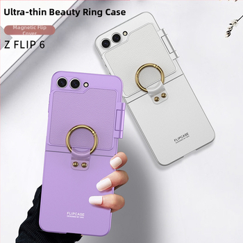 Carcasă pentru Samsung Galaxy Z Flip6 cu inel de frumusețe ultra-subțire, tip capac din spate, material PC, turnare prin injecție, personalizabil