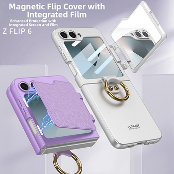 Carcasă pentru Samsung Galaxy Z Flip6 cu inel de frumusețe ultra-subțire, tip capac din spate, material PC, turnare prin injecție, personalizabil