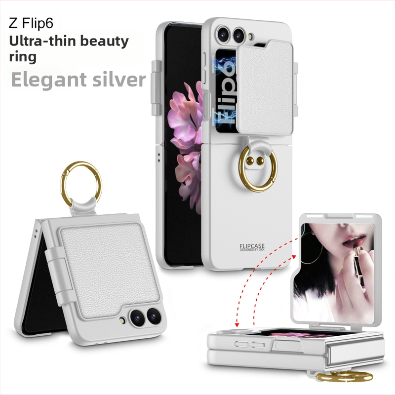 Carcasă pentru Samsung Galaxy Z Flip6 cu inel de frumusețe ultra-subțire, tip capac din spate, material PC, turnare prin injecție, personalizabil