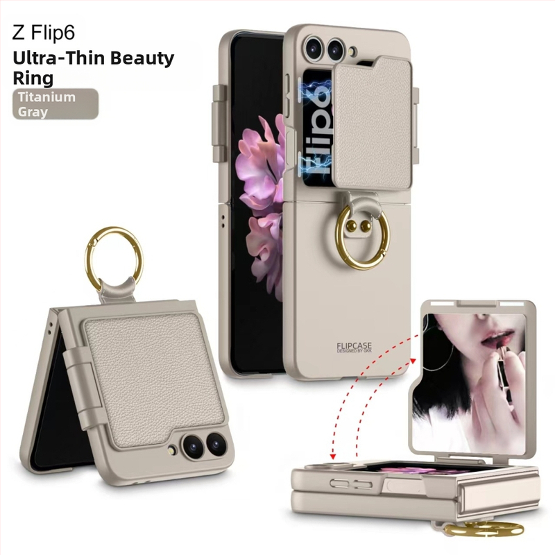 Carcasă pentru Samsung Galaxy Z Flip6 cu inel de frumusețe ultra-subțire, tip capac din spate, material PC, turnare prin injecție, personalizabil