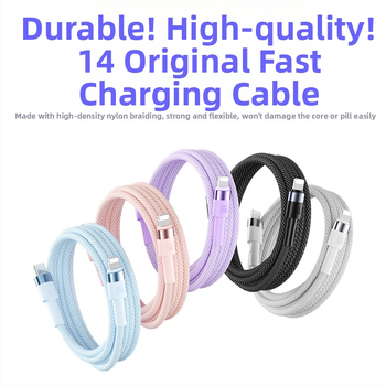 Lightning πλεκτό καλώδιο ταχείας φόρτισης για Apple, 30W, συνδετήρας με μία κεφαλή