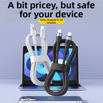 Lightning πλεκτό καλώδιο ταχείας φόρτισης για Apple, 30W, συνδετήρας με μία κεφαλή