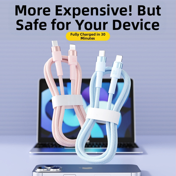 Lightning πλεκτό καλώδιο ταχείας φόρτισης για Apple, 30W, συνδετήρας με μία κεφαλή