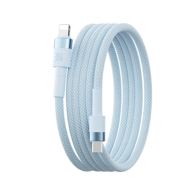 Lightning πλεκτό καλώδιο ταχείας φόρτισης για Apple, 30W, συνδετήρας με μία κεφαλή