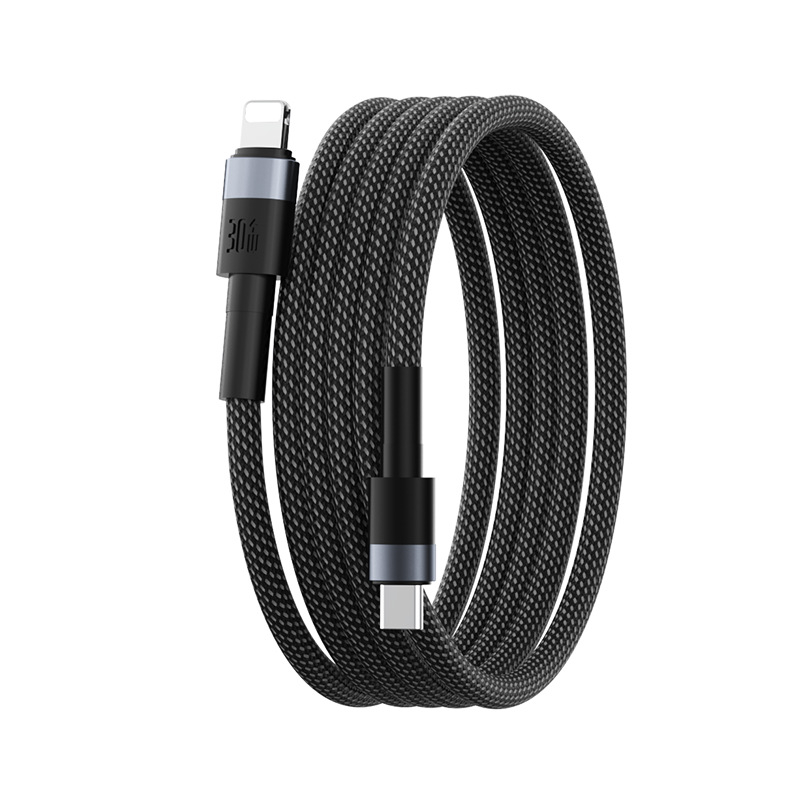 Lightning πλεκτό καλώδιο ταχείας φόρτισης για Apple, 30W, συνδετήρας με μία κεφαλή