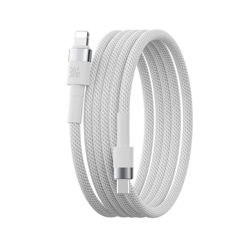 Lightning πλεκτό καλώδιο ταχείας φόρτισης για Apple, 30W, συνδετήρας με μία κεφαλή