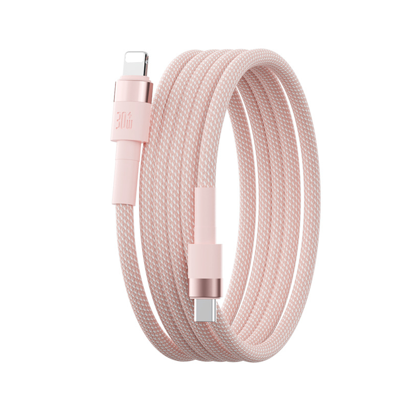 Lightning πλεκτό καλώδιο ταχείας φόρτισης για Apple, 30W, συνδετήρας με μία κεφαλή