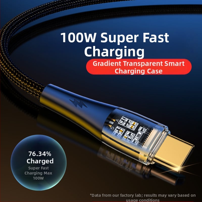 Καλώδιο Type-C με πλεγμένο σχέδιο για γρήγορη φόρτιση, 100W, βύσμα με μία κεφαλή, για smartphones Huawei/Honor Android