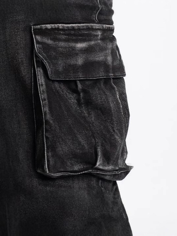 Дънки от памучен деним, средна талия, цип, свободно широки крачоли