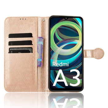Redmi A3 husă cu model cu buline, din piele sintetică, husă flip cu margine uleioasă, anti-cădere