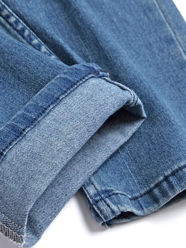 Blugi bărbați cu rupturi – croială dreaptă, talie medie, fermoar, 65% bumbac