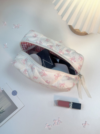 Козметична чанта за домашно съхранение, стил свеж и сладък, памучен корпус с подплата от полиестер, еднотонен модел, унисекс