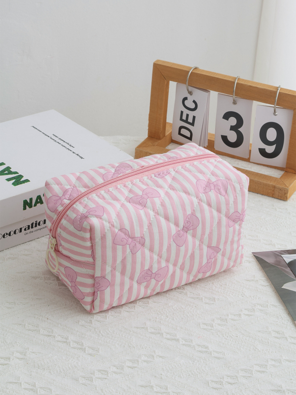 Mata kozmetikai táska otthoni tároláshoz, friss és édes stílus, pamut külső, poliészter bélés, egyszerű minta, uniszex