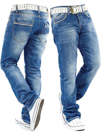 Мъжки дънки, права кройка, средна талия, цип, деним 85% памук