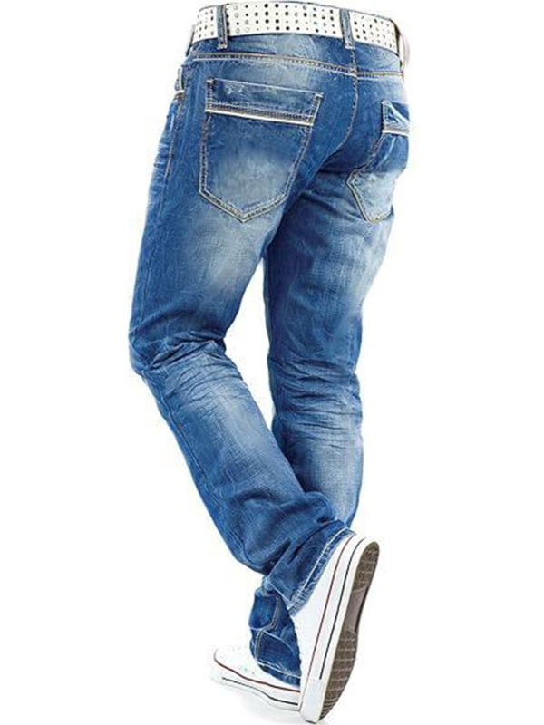 Мъжки дънки, права кройка, средна талия, цип, деним 85% памук