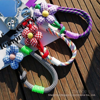 Zhenge унисекс ланярд за мобилен телефон с пръстен за китката, къса многофункционална лента, цветен мотив, метална катарама