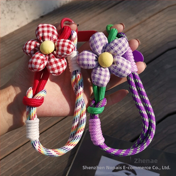 Zhenge унисекс ланярд за мобилен телефон с пръстен за китката, къса многофункционална лента, цветен мотив, метална катарама