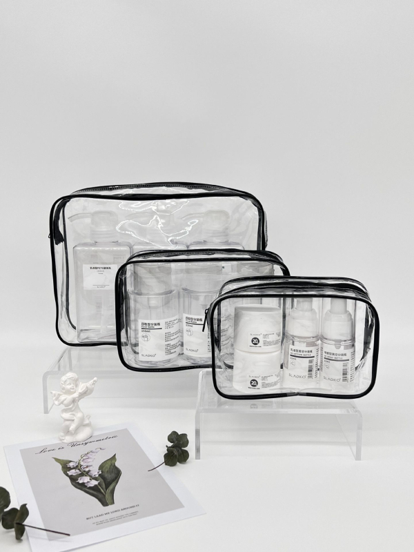 Geantă de toaletă PVC, formă cub, cu fermoar, multifuncțională pentru călătorii