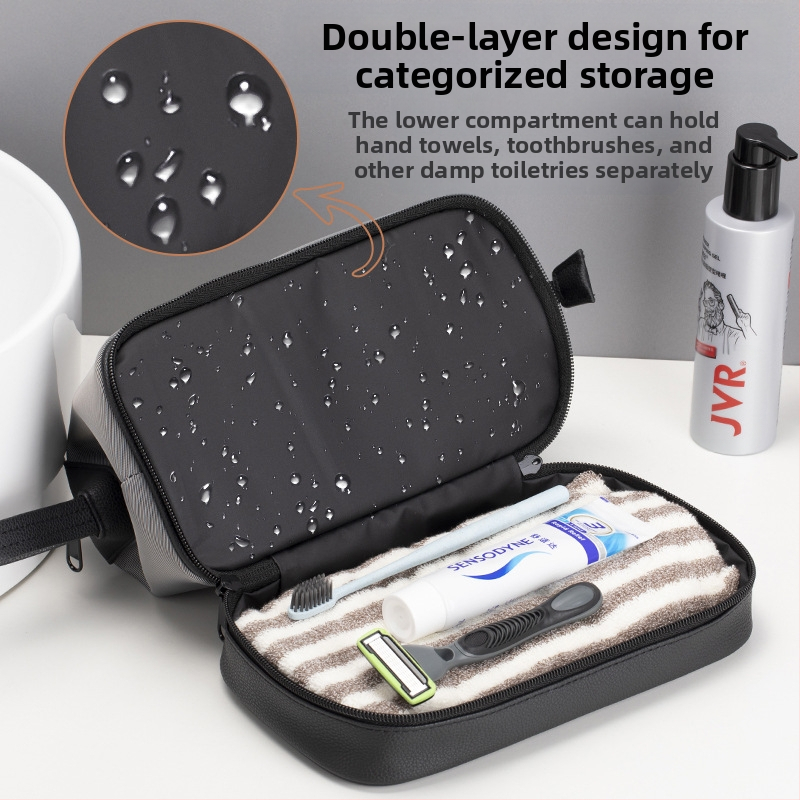 Тоалетен несесер за мъже, найлон, водоустойчив, със сухо–мокро разделение, голям обем, подходящ за командировки и пътувания
