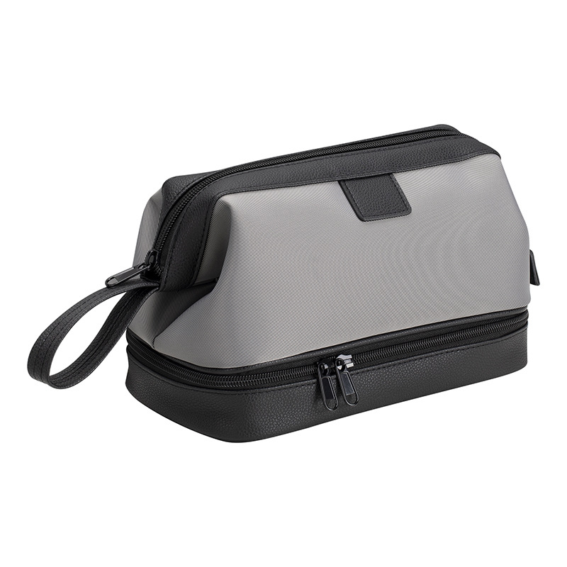 Vīriešu kosmētikas soma no neilona, ūdensizturīga, sausā un mitrā atdalīšana, liela ietilpība, piemērota biznesa ceļojumiem
