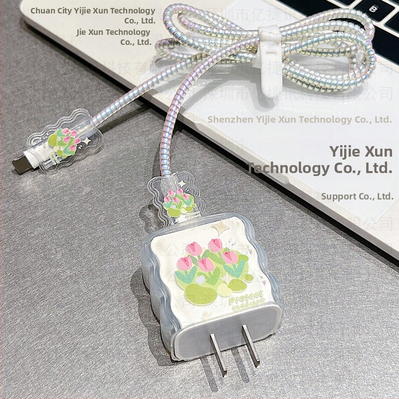 Yijiexun Apple 20W зарядно защитно покритие с клип за кабел и защита срещу счупване