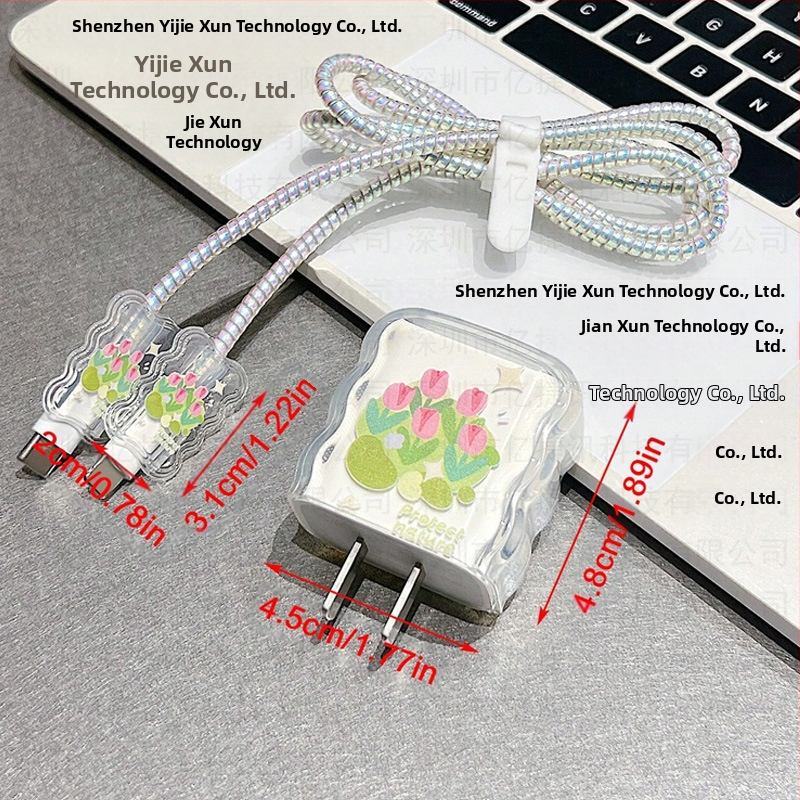 Yijiexun Apple 20W зарядно защитно покритие с клип за кабел и защита срещу счупване
