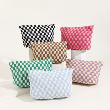 Smink- és tisztálkodási táska – kötött szövet, csíkos minta, bélés poliészter, utcai stílus, ultra könnyű dizájn