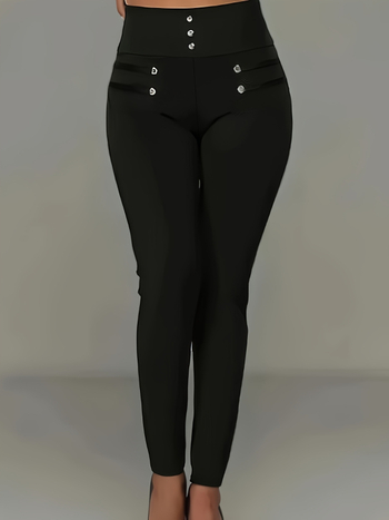 Polyester-elastánové krátke úzke nohavice, jednobarevné, jar 2025