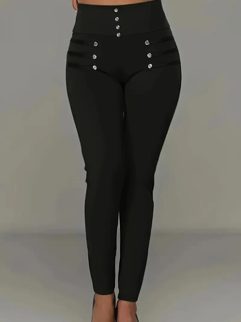 Polyester-elastánové krátke úzke nohavice, jednobarevné, jar 2025