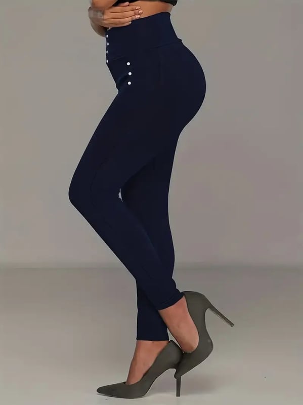 Polyester-elastánové krátke úzke nohavice, jednobarevné, jar 2025