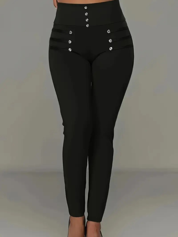 Polyester-elastánové krátke úzke nohavice, jednobarevné, jar 2025