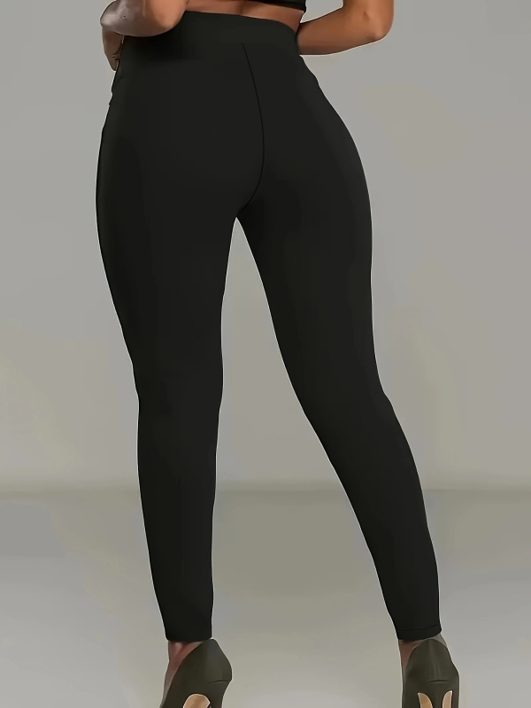 Polyester-elastánové krátke úzke nohavice, jednobarevné, jar 2025