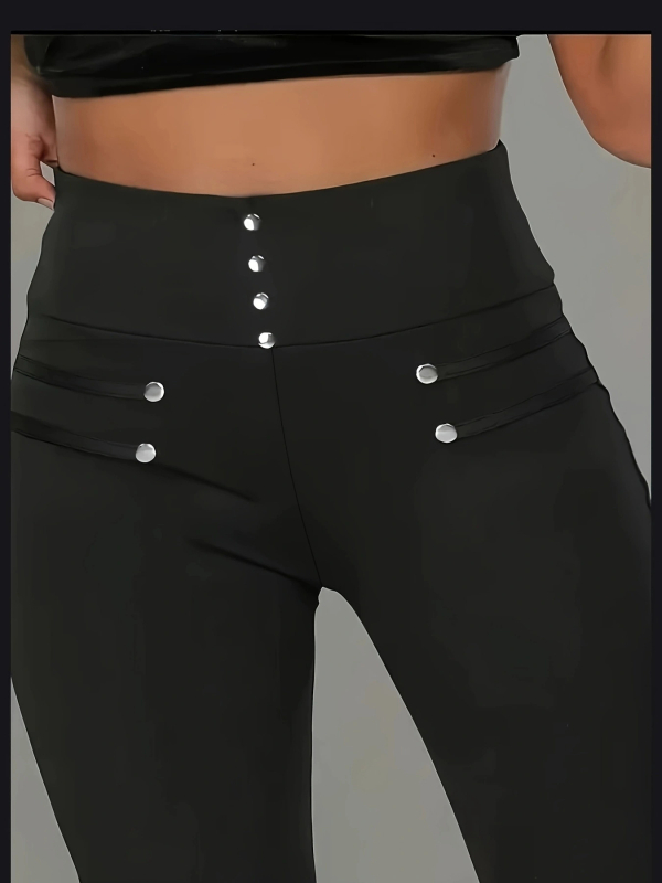 Polyester-elastánové krátke úzke nohavice, jednobarevné, jar 2025