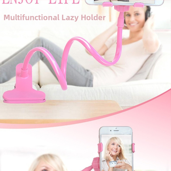 Lazy Bracket за телефон и таблет - извита, многофункционална, с двойно щипково закрепване, нощна стойка за легло, пластмасова конструкция