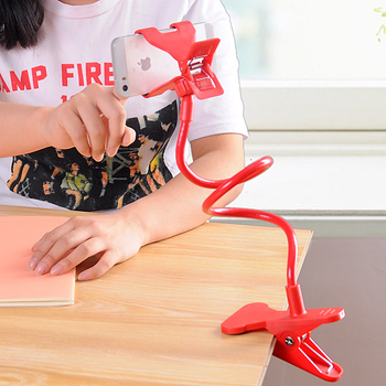 Lazy Bracket за телефон и таблет - извита, многофункционална, с двойно щипково закрепване, нощна стойка за легло, пластмасова конструкция