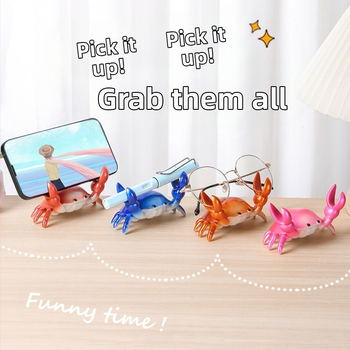Държач за мобилен телефон с крабоподобен дизайн, настолен мултифункционален държач за моливи и очила; пластмасов