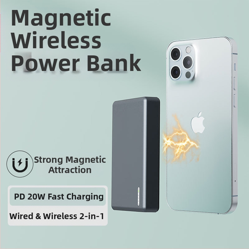 Магнитна безжична преносима батерия за зареждане, PD3.0 20W, 10000mAh, алуминиево тяло, модел MH805