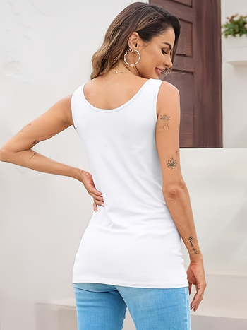 Γυναικείο χωρίς μανίκια τοπ σε στενή γραμμή, μονόχρωμο σχέδιο, ύφασμα μίγμα σπαντέξ, πολυεστέρας 90–95%, κανονικό μήκος 50–65 εκ