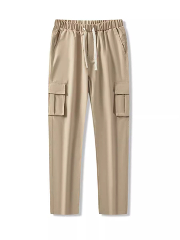 Ανδρικά παντελόνια με ίσια γραμμή για άνοιξη, υψηλή μέση, πολυεστερική ανάμιξη, μακριά