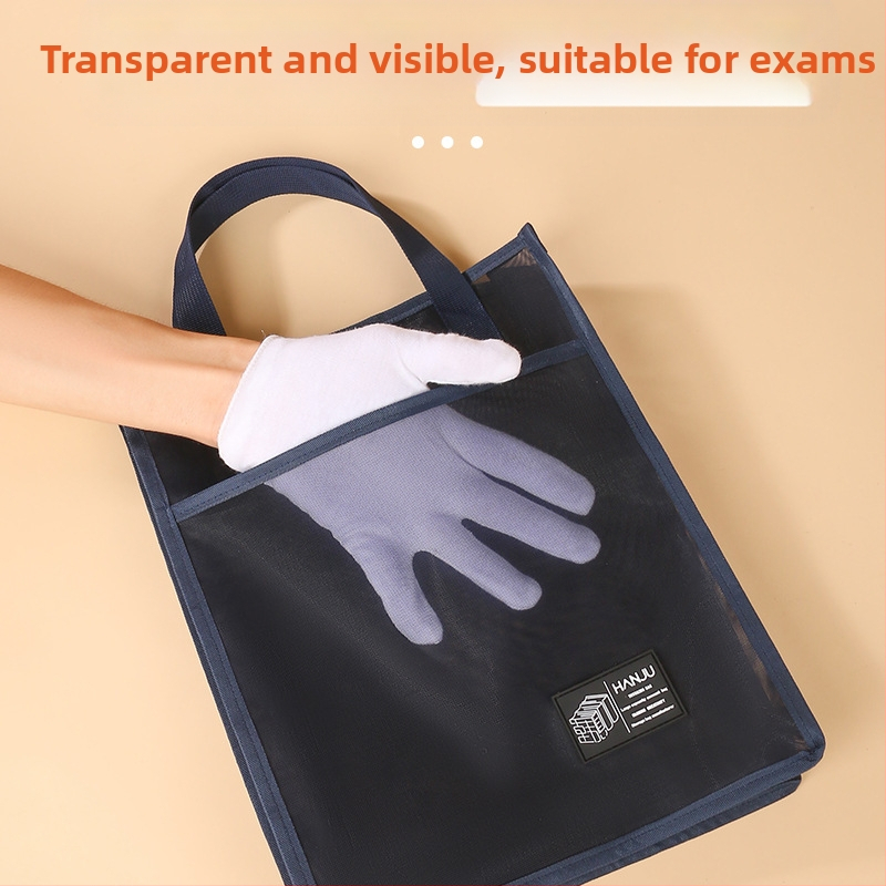 Прозрачна чанта за документи от нейлонова мрежа за ученици, модел HJ-888, марка Korean Set, единична опаковка