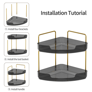 3-επίπεδη πλαστική επιτραπέζια μονάδα αποθήκευσης, πολυλειτουργικός οργανωτής μακιγιάζ, κουζίνα και μπάνιο
