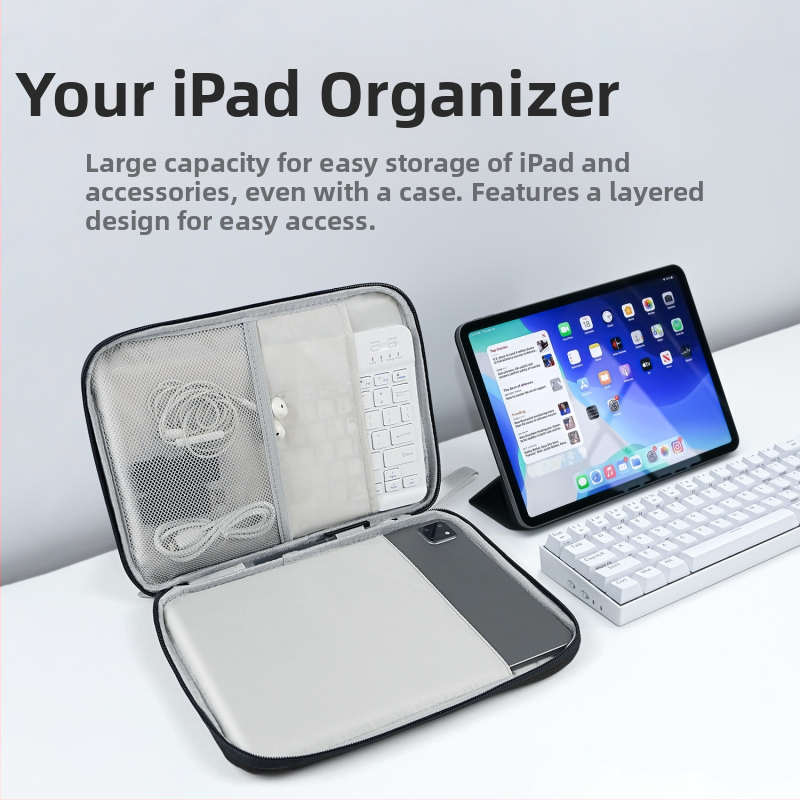 Защитен калъф за iPad с антикрадба, разширяем PU корпус, подплата от найлон, Fro Cat