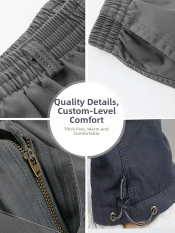 Ανδρικά παντελόνια εργασίας από 100% βαμβάκι, με πολλές τσέπες, ίσιο κόψιμο, διπλή μέση, φερμουάρ