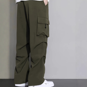 Ανδρικά παντελόνια cargo με πολλές τσέπες, ίσια γραμμή, μέση μεσαία, ελαστικό ύφασμα νάιλον-ελαστάν