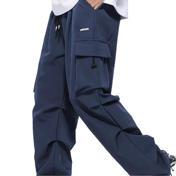 Ανδρικά παντελόνια cargo με πολλές τσέπες, ίσια γραμμή, μέση μεσαία, ελαστικό ύφασμα νάιλον-ελαστάν