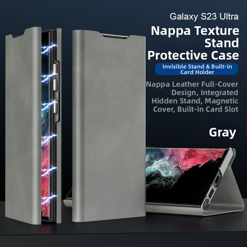 Ādas maksts ar magnētisku aizvērumu Samsung S24/S23 Ultra un S22/S21 Plus, ar kartes nodalījumu, PC+PU, karstā presēšana, šoksizturīgs, magnētiskais pievilkšanās, nodilumizturīgs, krišanas aizsardzība